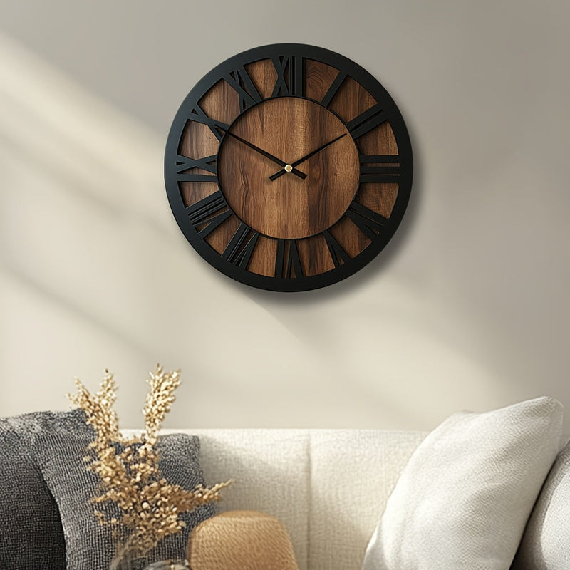 Wooden Wall Clock with Open Dial Design – Stylish and Decorative