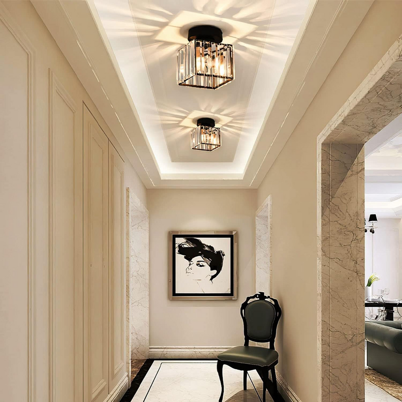 Modern Geometric Ceiling Light with Glass Shade