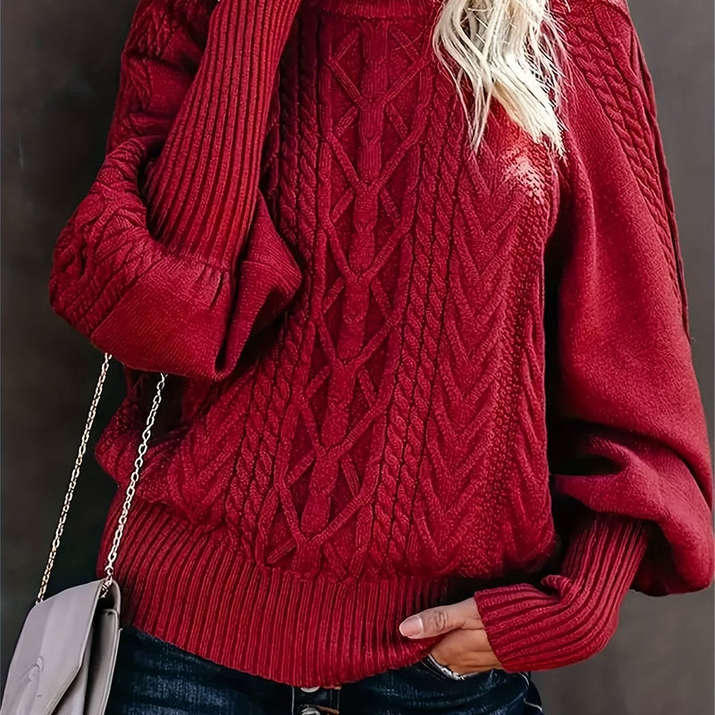 Ladies Knitted Pullover with High Neck – Elegant and Comfortable