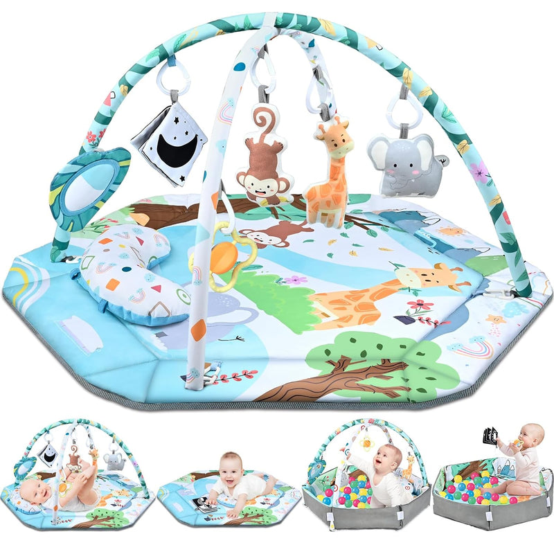 Multifunctional Baby Play Mat for Development and Play with Play Arches and Ball Pit