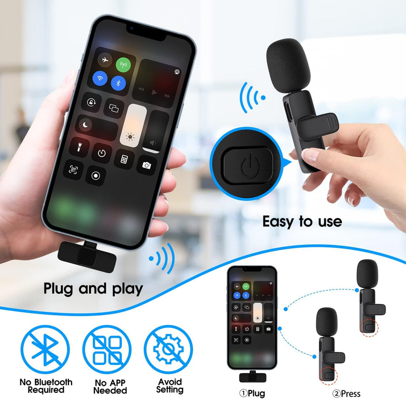 Dual Wireless Lightning Lavalier Microphone Set for iPhone and iPad