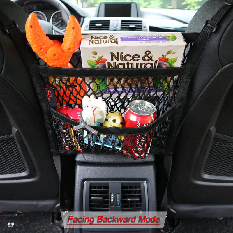 Three-Layer Nylon Car Seat Mesh Organiser with Two Pockets