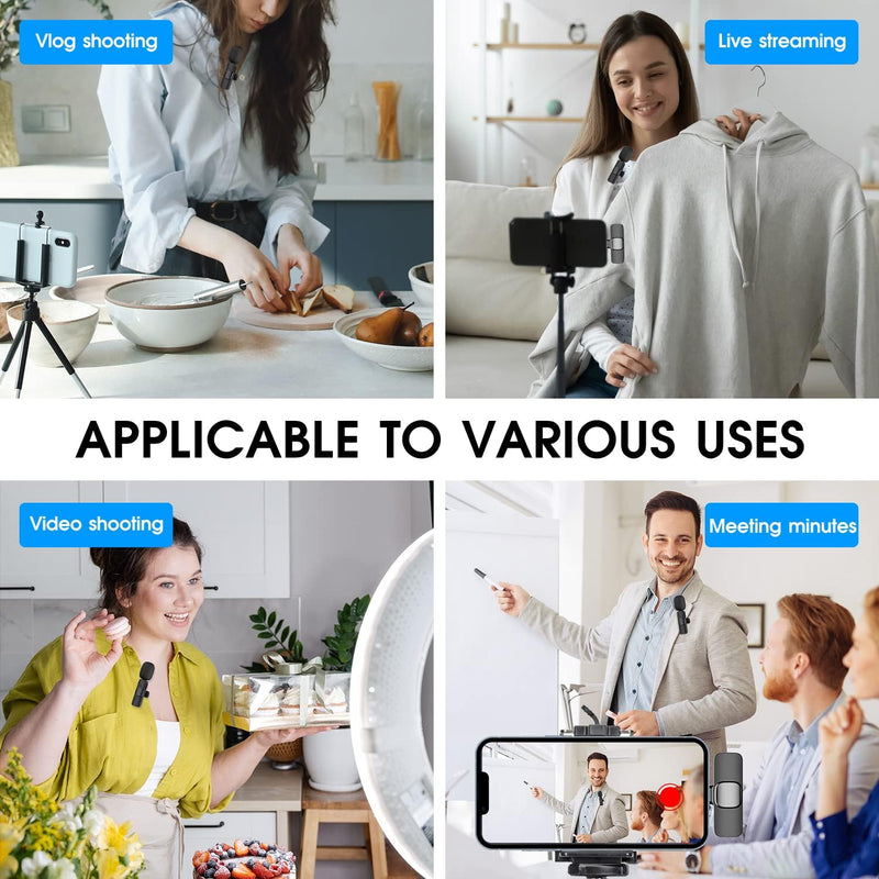 Dual Wireless Lightning Lavalier Microphone Set for iPhone and iPad