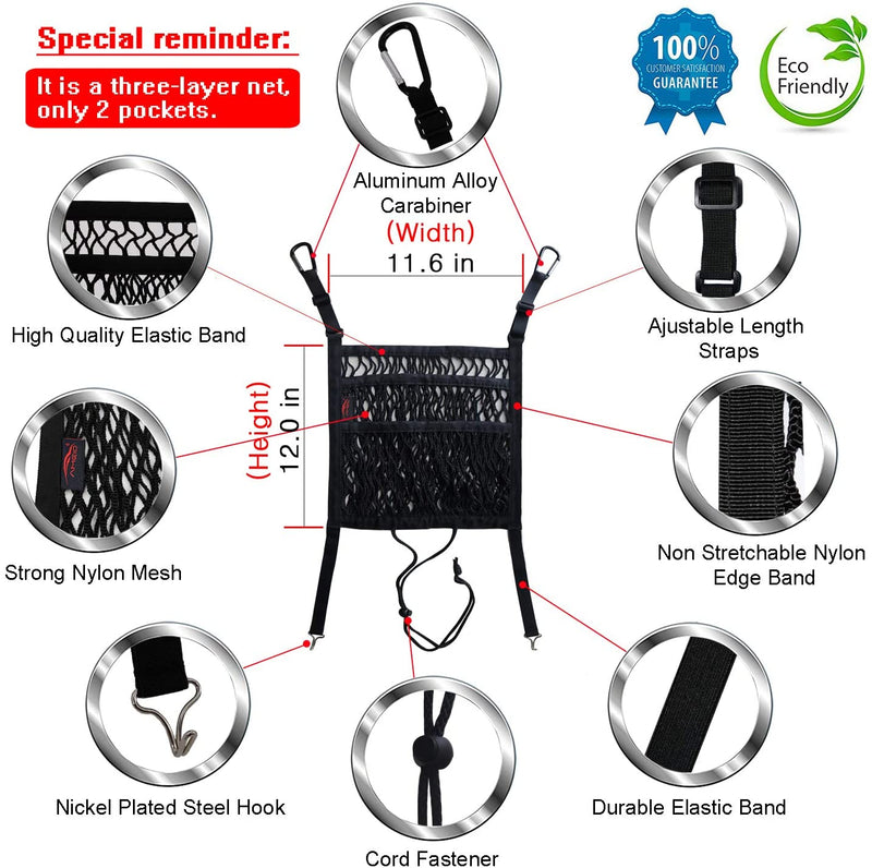 Three-Layer Nylon Car Seat Mesh Organiser with Two Pockets