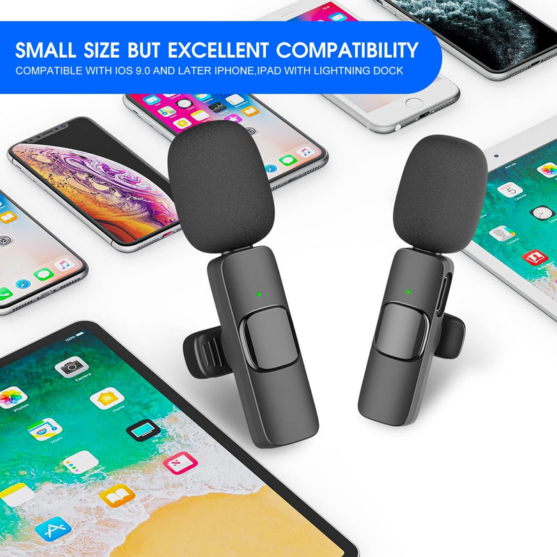 Dual Wireless Lightning Lavalier Microphone Set for iPhone and iPad