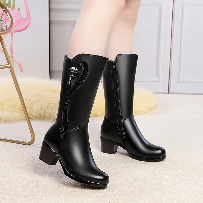 Ladies' Winter Boots with Faux Fur Lining – Waterproof Non-Slip Ankle Boots for Cold Days