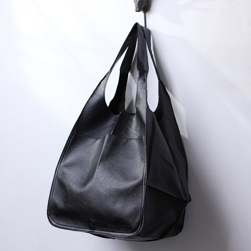 Women’s Large Soft Eco-Leather Tote Bag with Long Shoulder Handles