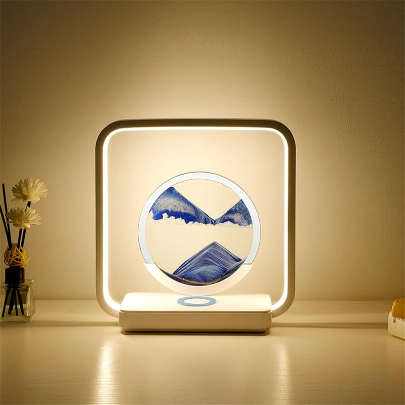 LED Flowing Sand Art Table Lamp with Wireless Charger