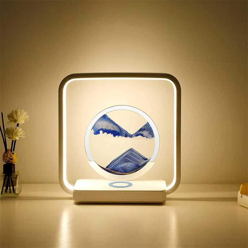 LED Flowing Sand Art Table Lamp with Wireless Charger