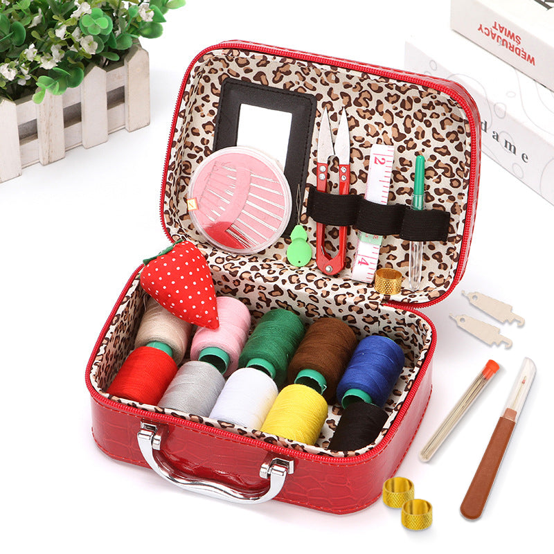 Complete Portable Sewing Kit in Luxury Faux Leather Case – Compact and Practical