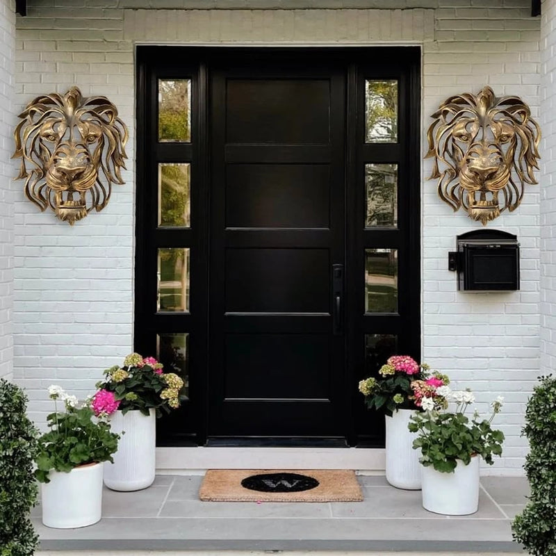 Metal Lion Head Wall Decoration - Elegant and Strong
