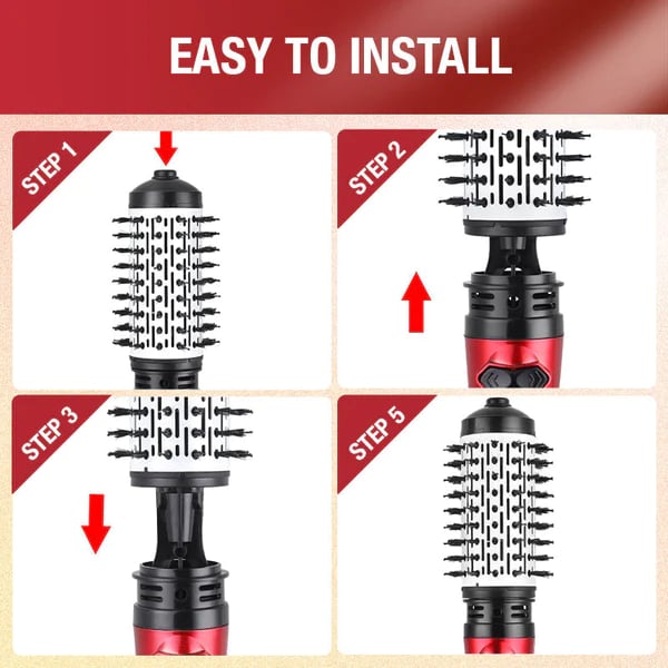 Rotating Hot-Air Hairstyler with Two Interchangeable Brushes