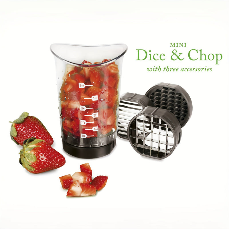 Manual Food Chopper with Interchangeable Cutting Inserts