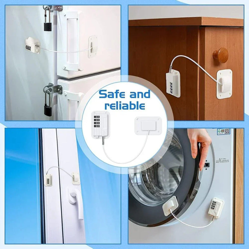 Combination Refrigerator Lock with Adhesive Mounting for Home Storage