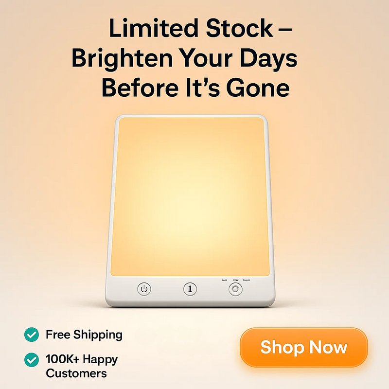 10,000 Lux SAD Light Therapy Lamp with Adjustable Brightness & Timer