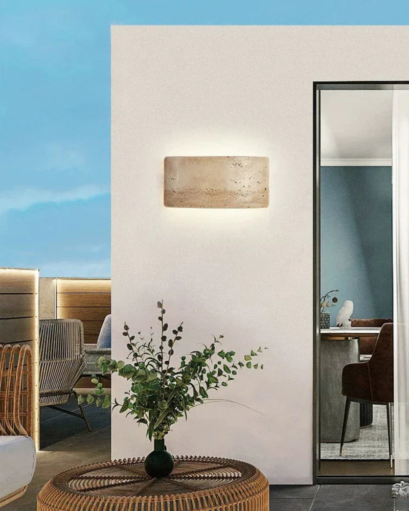 Modern Travertine Stone Wall Lamp with Warm Up & Down Lighting