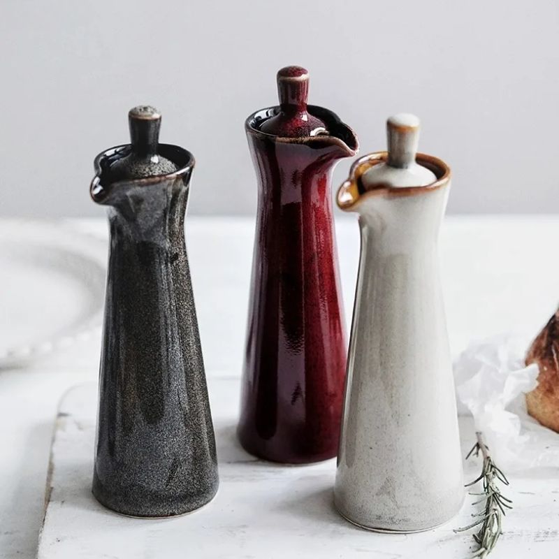 Stylish Ceramic Oil Dispenser with Drip-Free Spout for Kitchen and Table