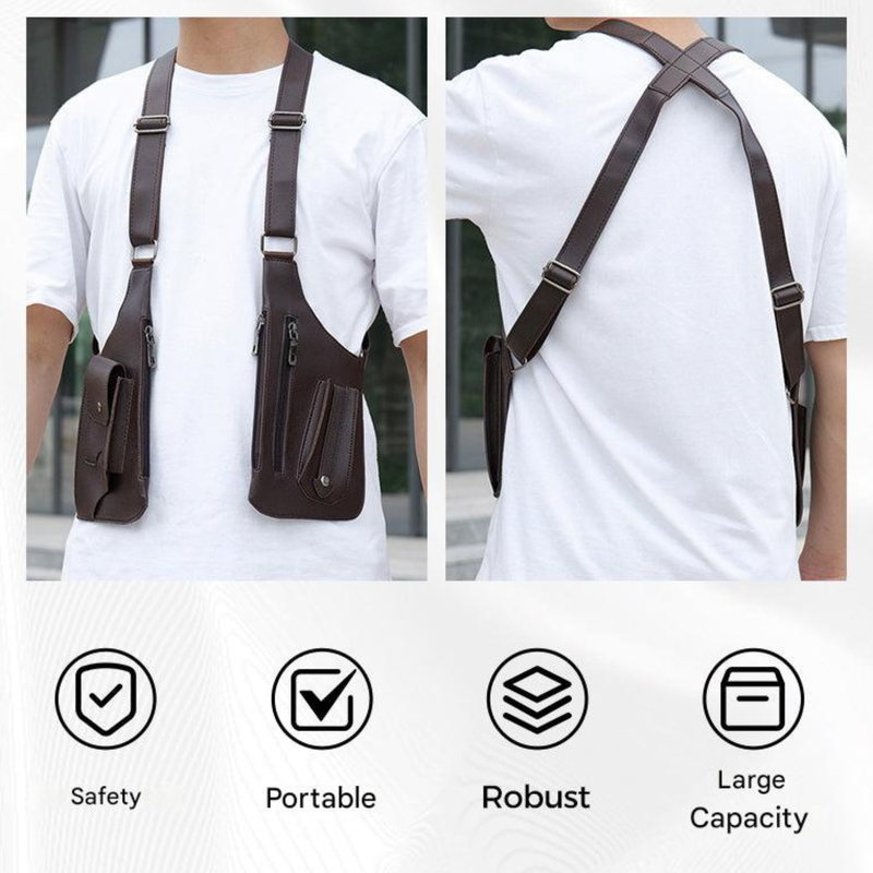 Men’s Anti-Theft Chest Shoulder Bag with Hidden Zippers and Adjustable Straps