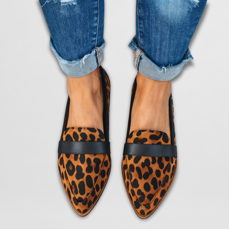 Stylish Ladies' Loafers with Leopard Print and Comfortable Sole