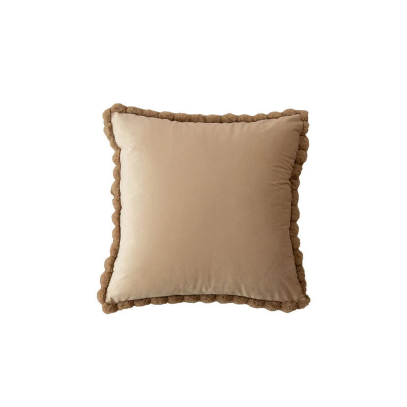 Velvet Pom-Pom Trim Cushion Cover for Sofas, Beds and Armchairs