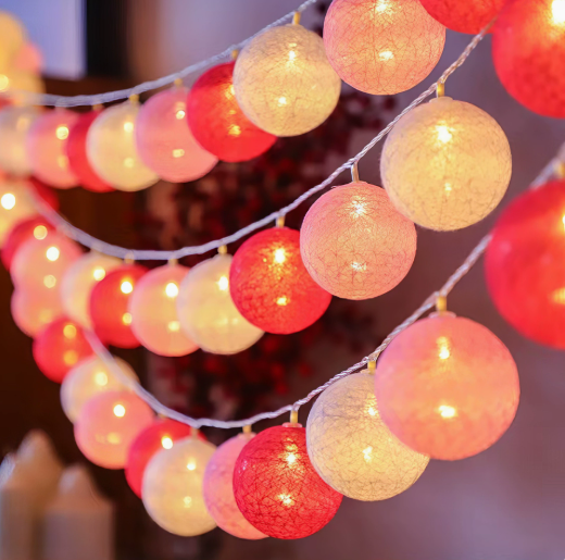 Cotton Ball String Lights with Battery or USB Power Options