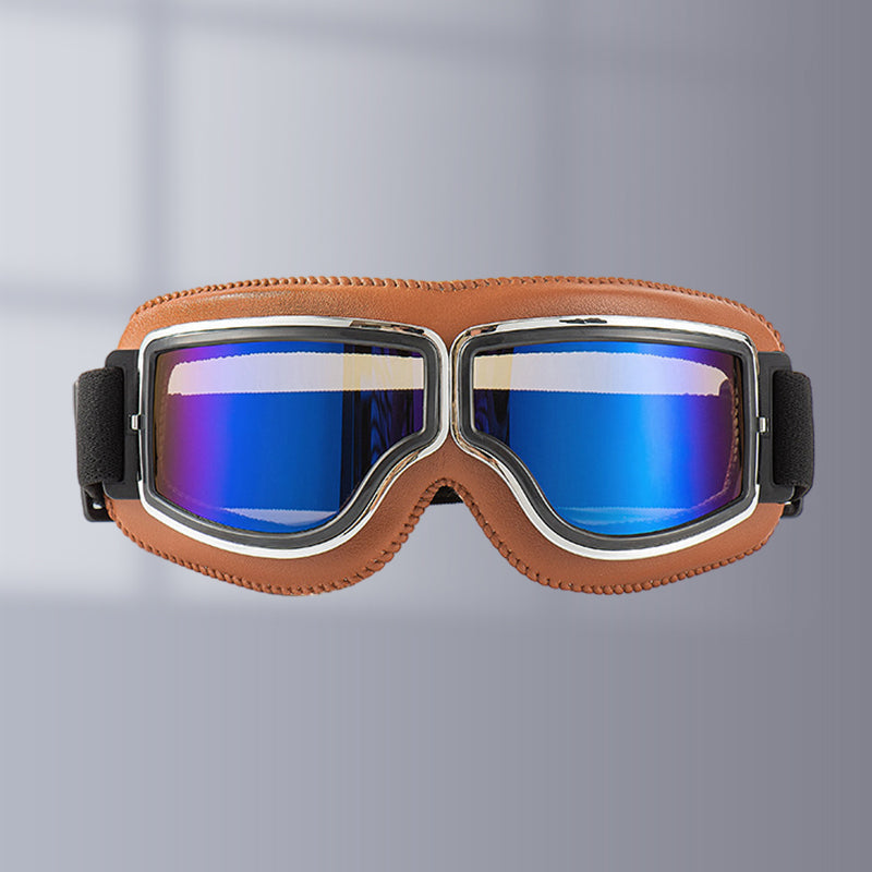 Vintage Motorcycle Goggles with Interchangeable Lenses and Comfort Padding