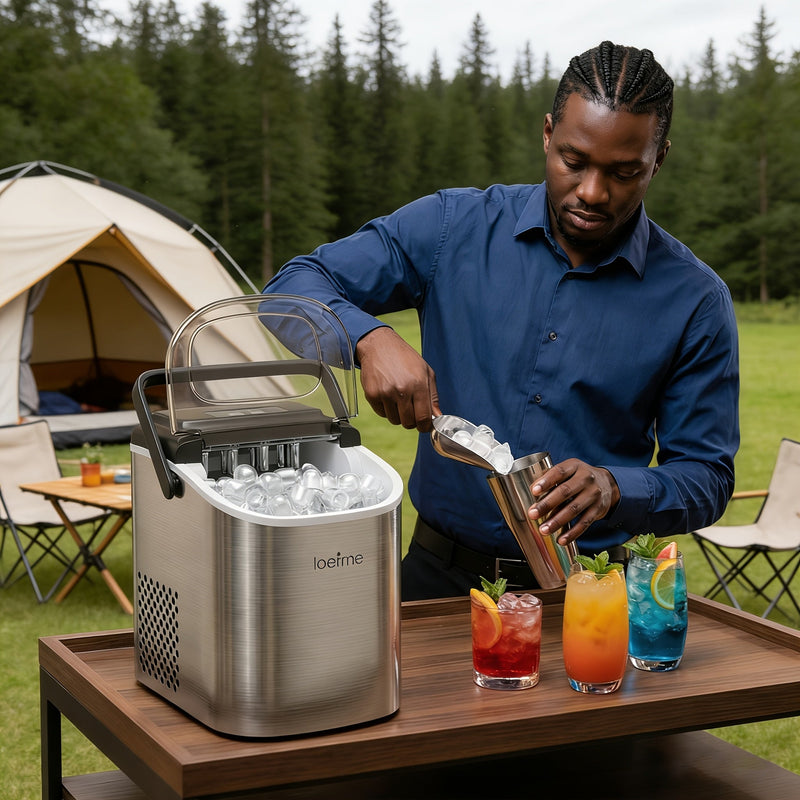 Portable Ice Cube Maker with Quick Ice Production and Handy Carry Handle
