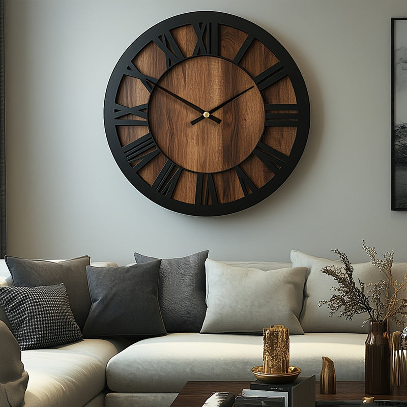 Wooden Wall Clock with Open Dial Design – Stylish and Decorative