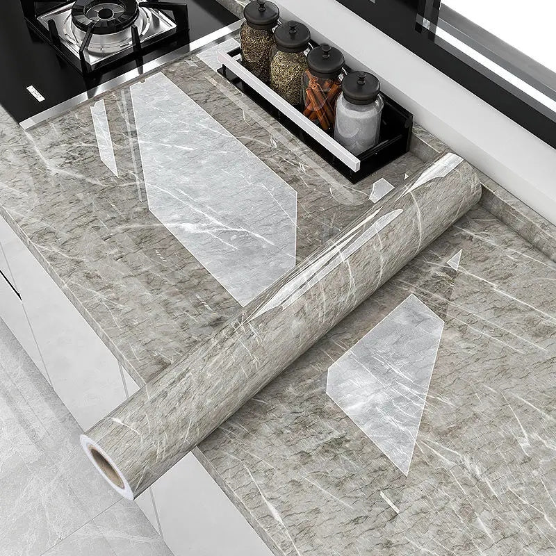 Self-Adhesive Marble Effect Vinyl Wallpaper for Kitchen and Bathroom