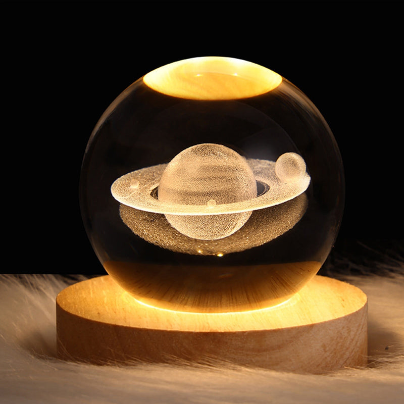3D Saturn Crystal Ball LED Table Lamp