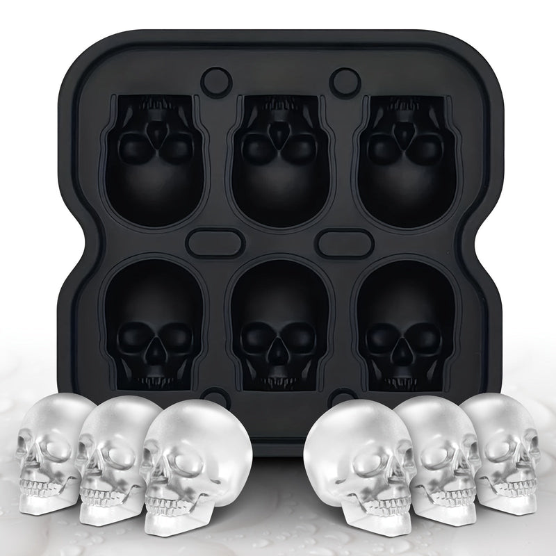 Silicone Skull Ice Cube Tray with Six Large Moulds