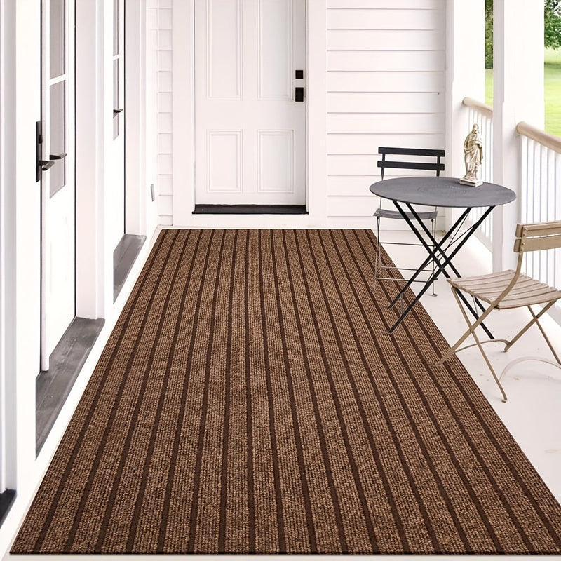 Ribbed Hallway Runner Rug with Rubber Backing and Low Pile Finish