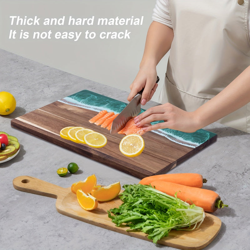 Acacia Wood Cutting Board with Ocean Resin Inlay