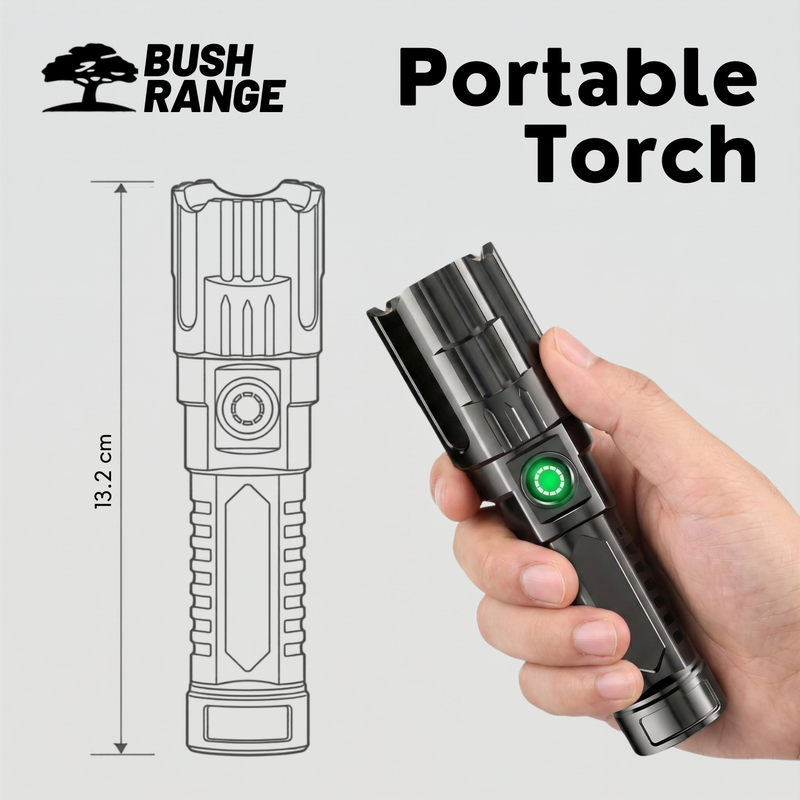 Rechargeable LED Torch with Adjustable Zoom & 3 Light Modes