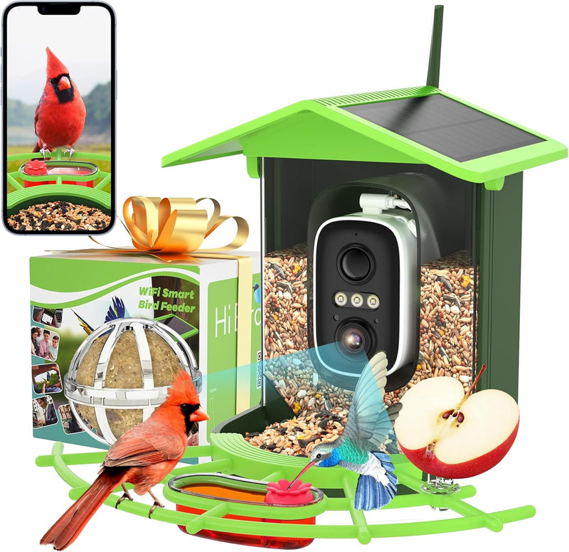 Solar Smart Bird Feeder with 2K HD Camera & AI Bird Identification