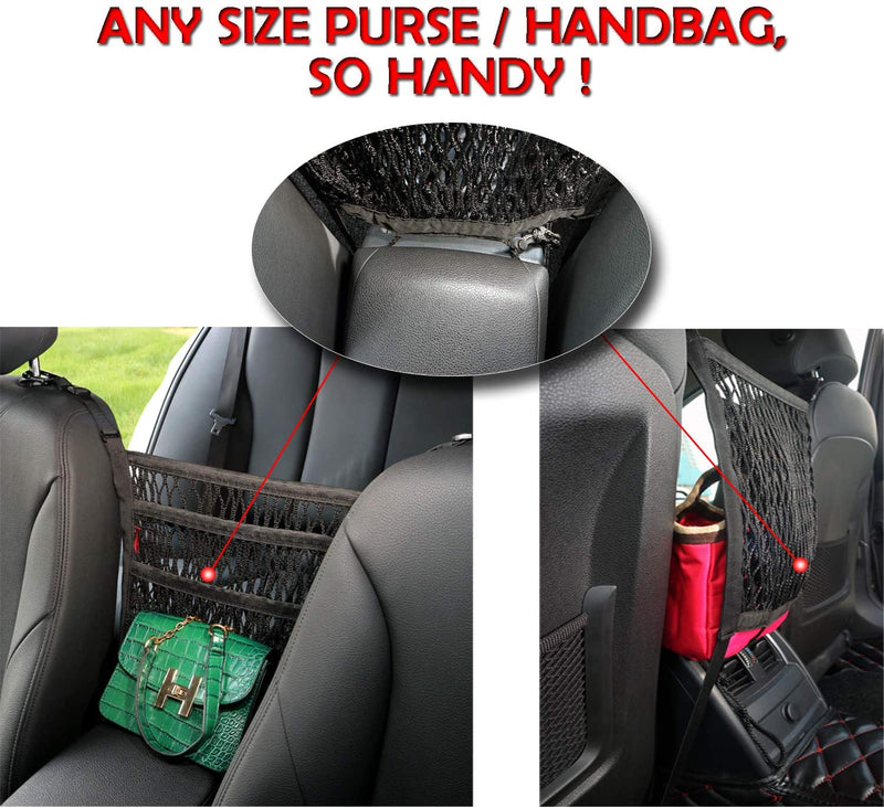 Three-Layer Nylon Car Seat Mesh Organiser with Two Pockets