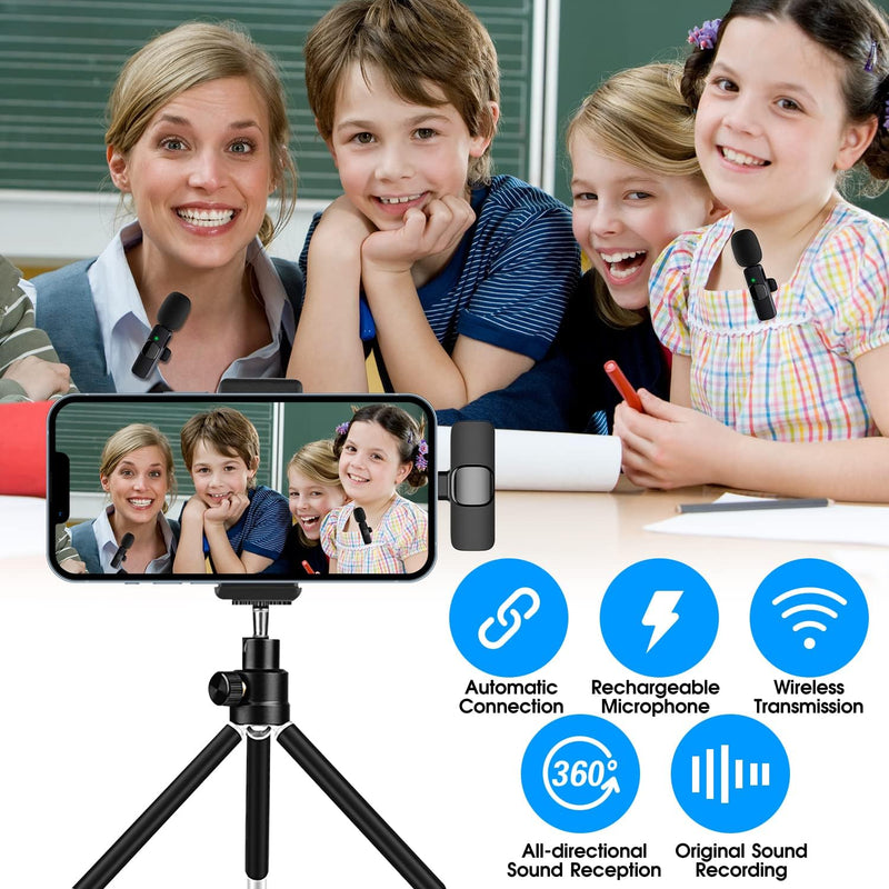 Dual Wireless Lightning Lavalier Microphone Set for iPhone and iPad