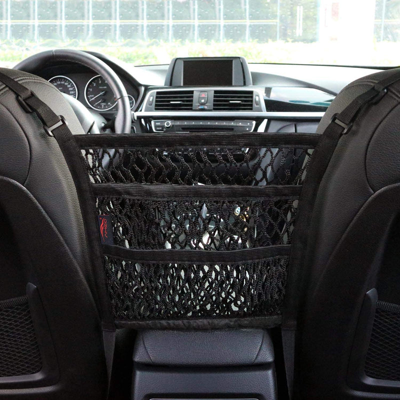 Three-Layer Nylon Car Seat Mesh Organiser with Two Pockets