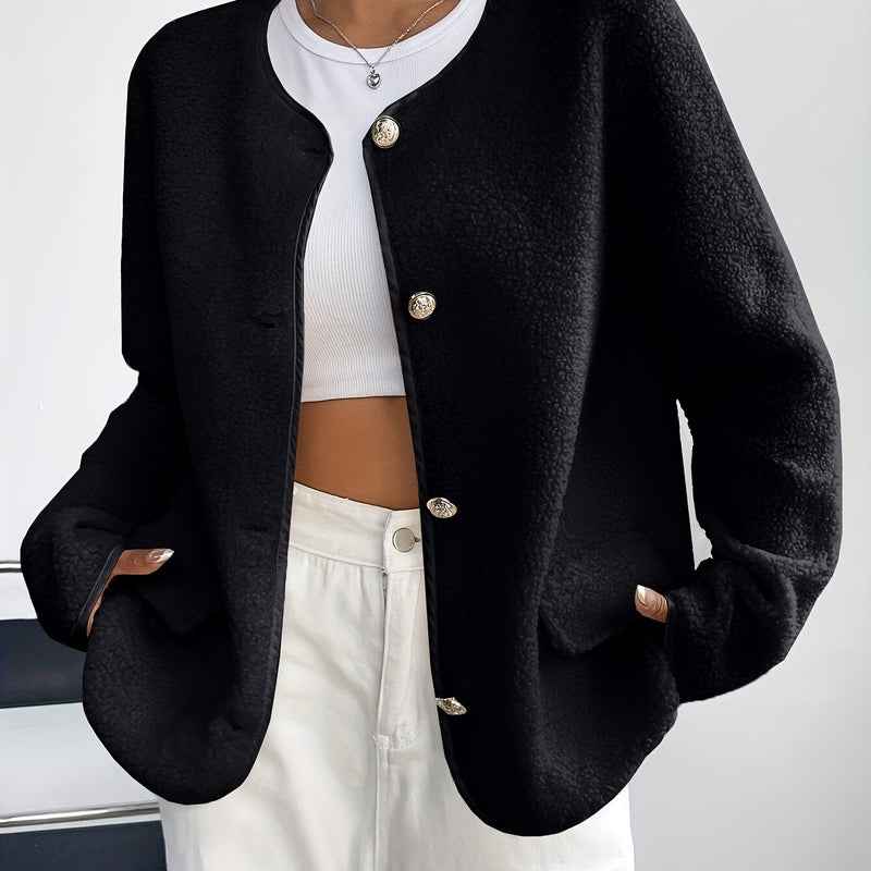 Elegant ladies' jacket with buttons – Timeless and soft for autumn and winter