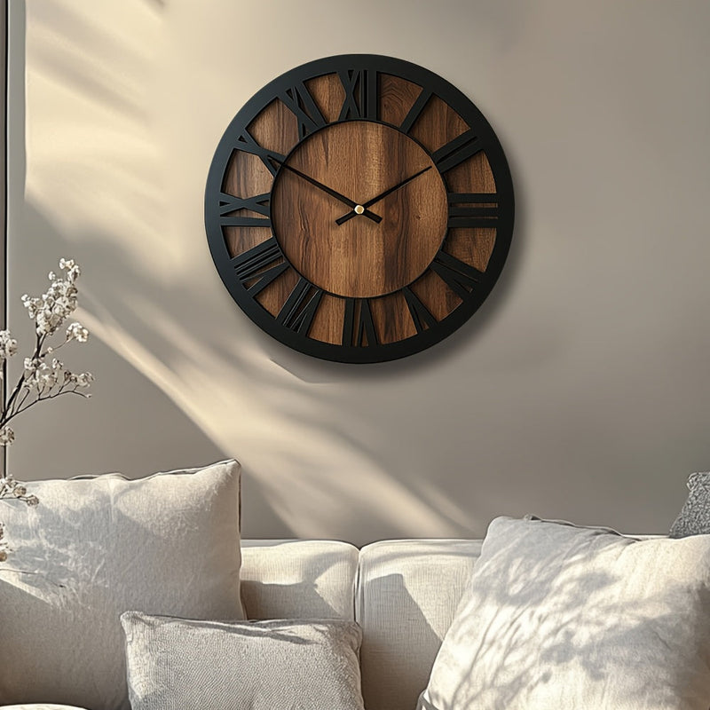 Wooden Wall Clock with Open Dial Design – Stylish and Decorative
