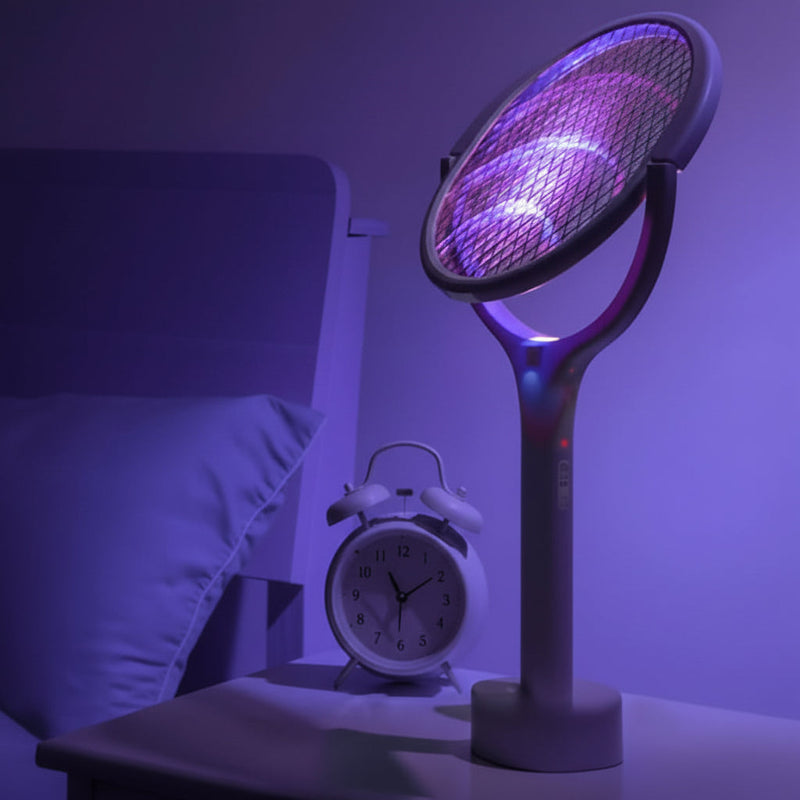 Rechargeable Electric Mosquito Swatter with LED Lamp & Adjustable Head
