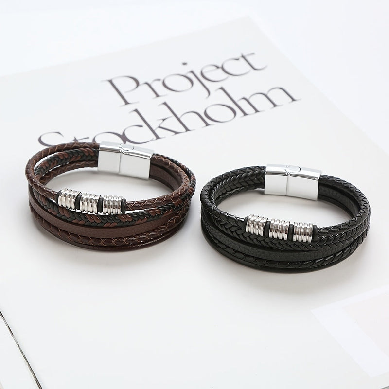 Refined Woven Leather Bracelet - For the Stylish Man