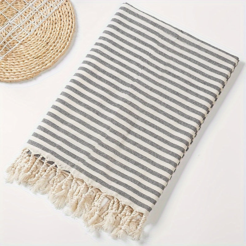 Oversized Beach Towel with Bohemian Stripe Pattern
