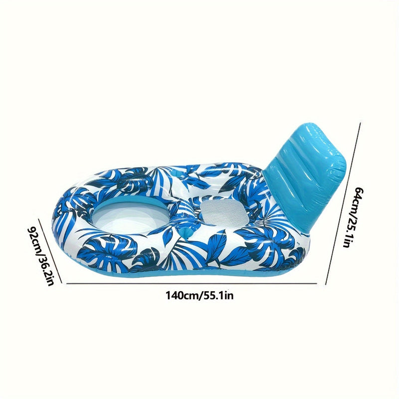 Inflatable Pool Lounge with Backrest and Cup Holders for Relaxed Floating