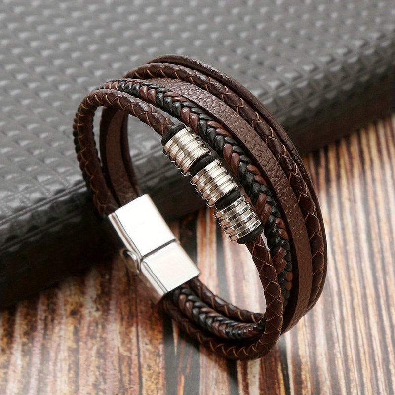 Refined Woven Leather Bracelet - For the Stylish Man