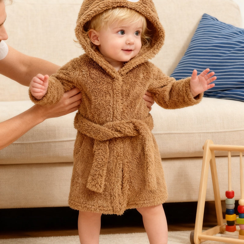 Baby Bathrobe with Hood – Soft Teddy Bathrobe for Babies and Toddlers in Winter