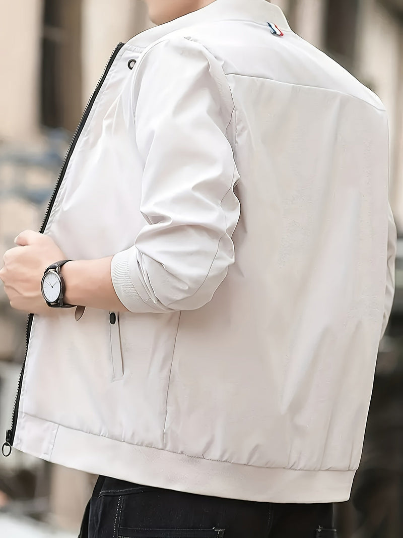 Lightweight Men's Summer Jacket with Stand-Up Collar and Zip Closure