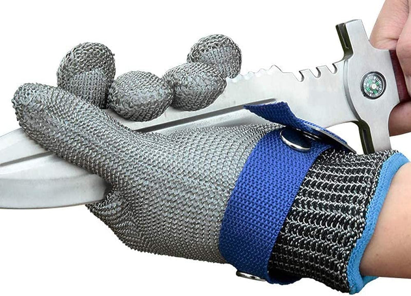 Cut-Resistant Stainless Steel Glove for Kitchen Meat Processing and Oysters