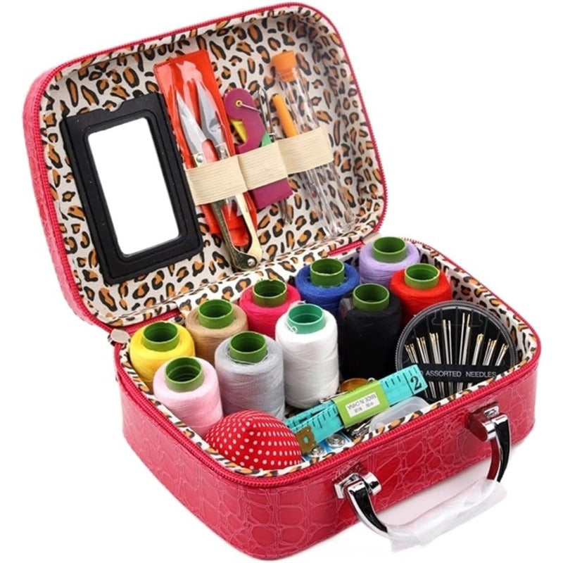 Complete Portable Sewing Kit in Luxury Faux Leather Case – Compact and Practical