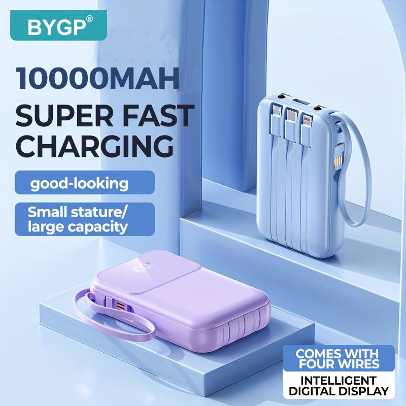 Ultimate Portable Power Bank 10000mAh - Fast Charging with Built-in Cables